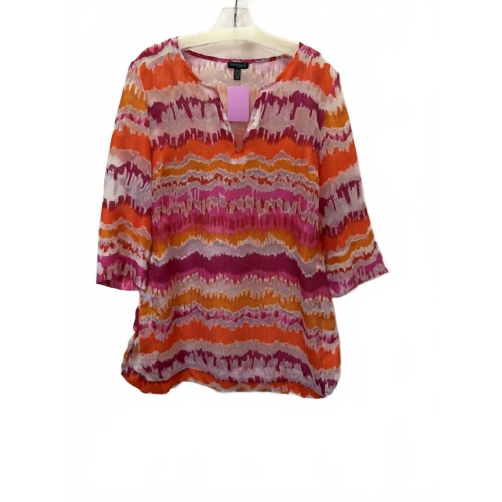 NEW CONRAD C women's flame stitch tunic in orange, pink